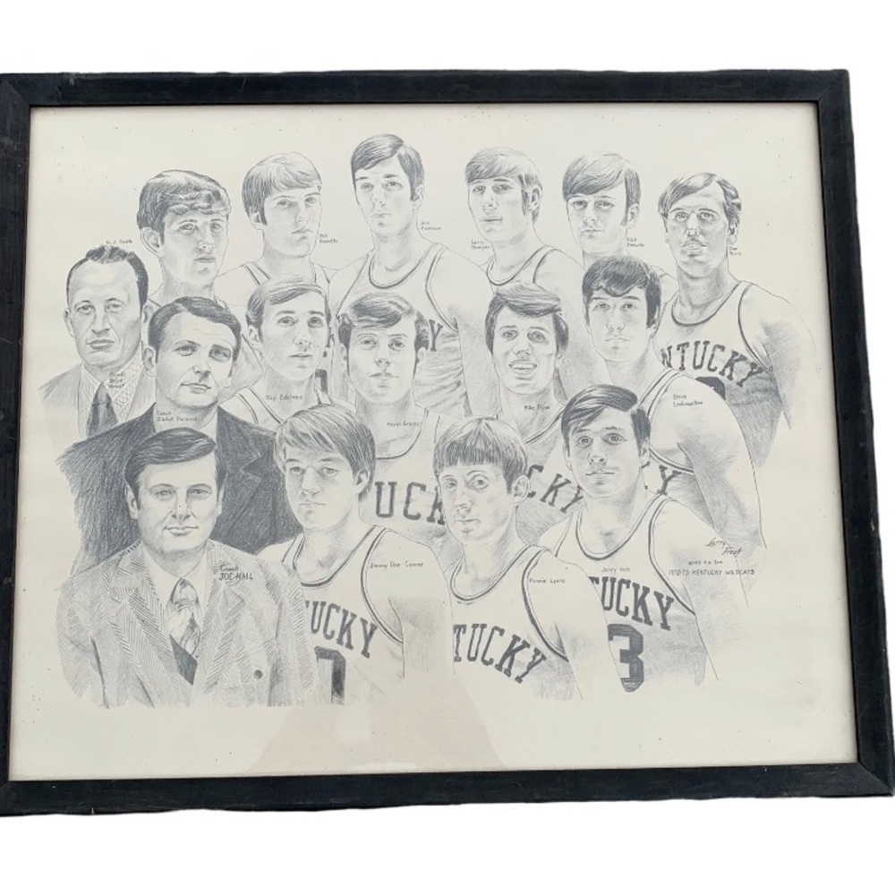 Vintage 1972 1973 Kentucky Wildcats Basketball Print Larry Frost Joe B. Hall